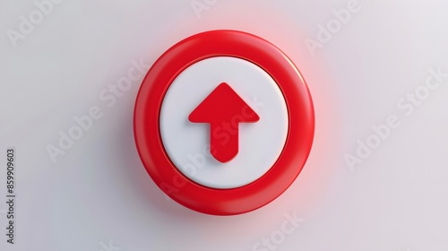 Upload icon, Upload 3d button. Upload symbol on white background - 3d rendering