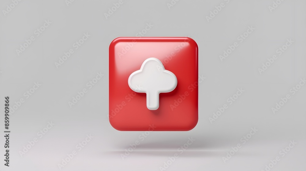 Fototapeta premium Upload icon, Upload 3d button. Upload symbol on white background - 3d rendering