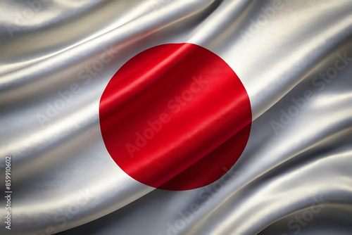 Abstract digital background or texture design of japanese flag colors, japan national country symbol illustration wavy silk fabric background