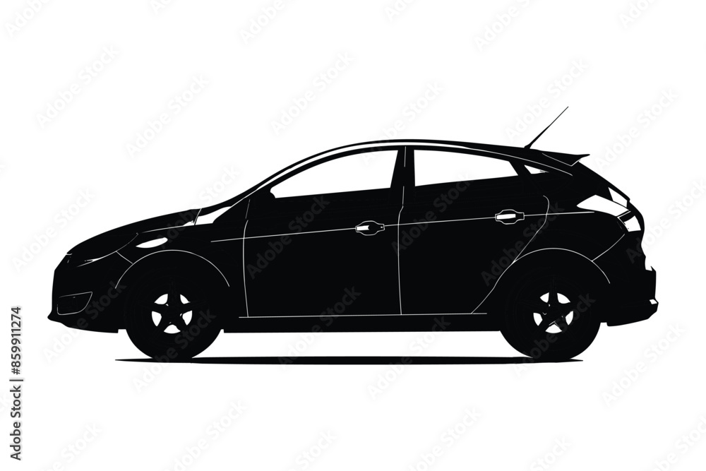 Hatchback car silhouette vector Hatchback car silhouette vector