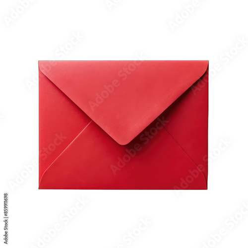 Red blank envelope mockup isolated on transparent background