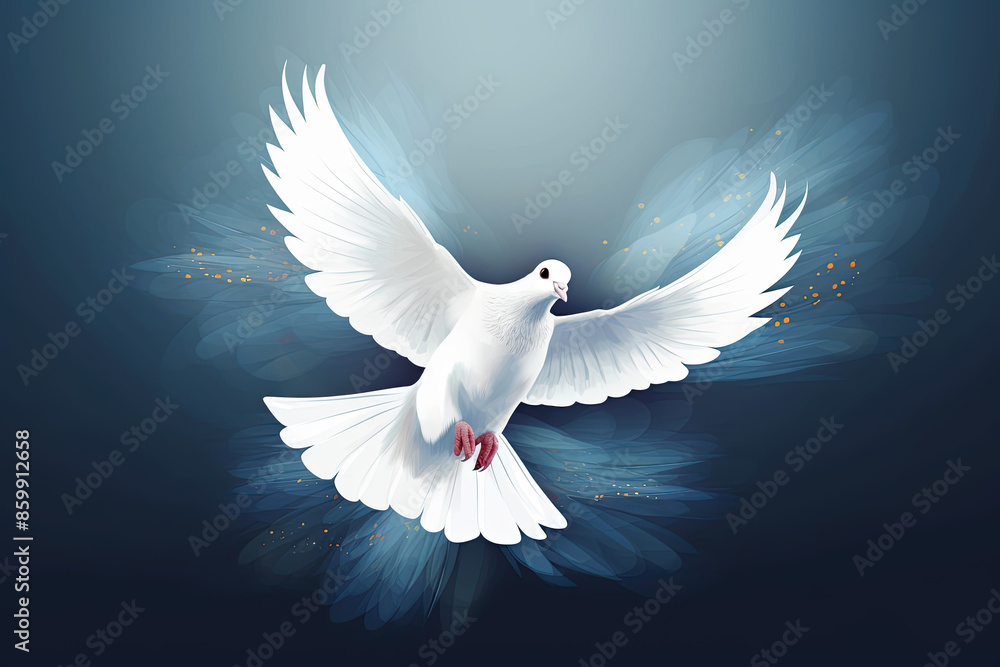 Fototapeta premium generated illustration White dove flying, freedom on international day of peace concept
