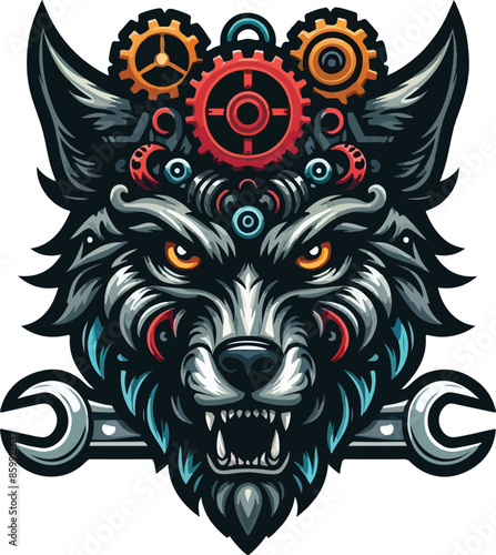 wolf illustration mascot t shirt vector