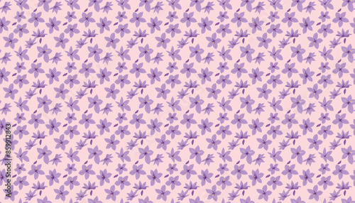 A purple flower pattern on pink background