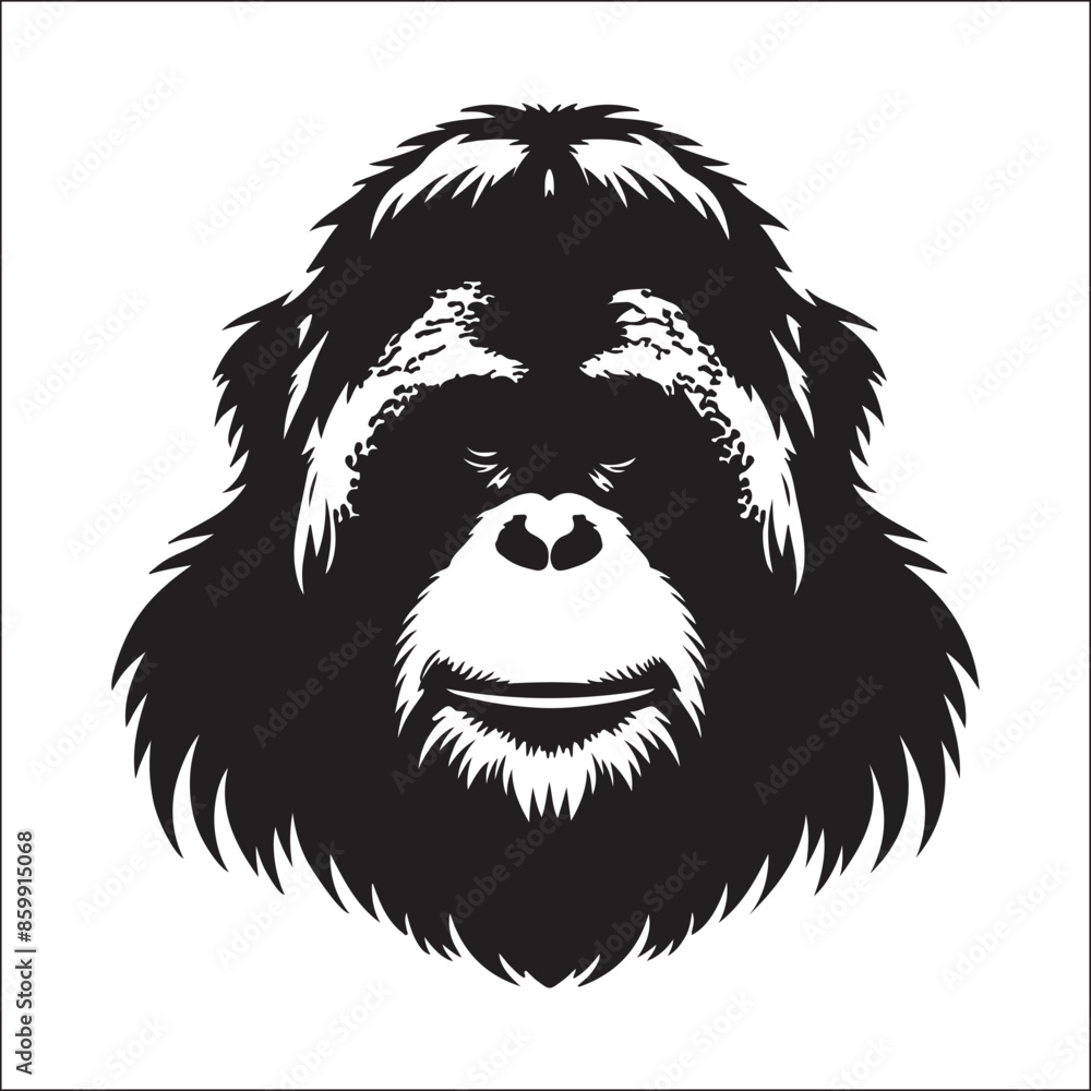 Fototapeta premium silhouette vector Orangutan white background