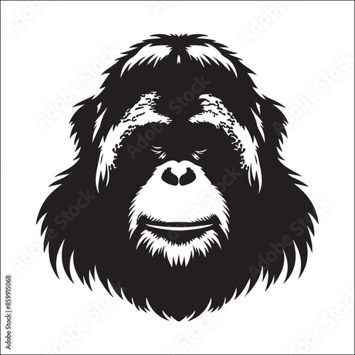 silhouette vector Orangutan white background