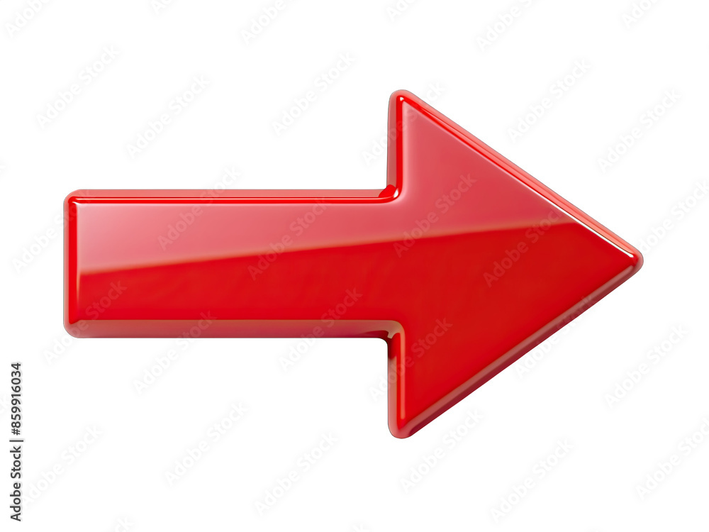 A glossy, red, left-pointing arrow isolated against a white background. Generative AI A glossy, red, left-pointing arrow isolated against a white background. Generative AI