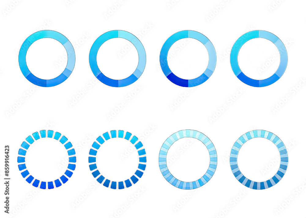 A set of six blue circular progress indicators, each representing a different stage of completion. The indicators are arranged in two rows of three, with the top row featuring solid circles and the bo A set of six blue circular progress indicators, each representing a different stage of completion. The indicators are arranged in two rows of three, with the top row featuring solid circles and the bo