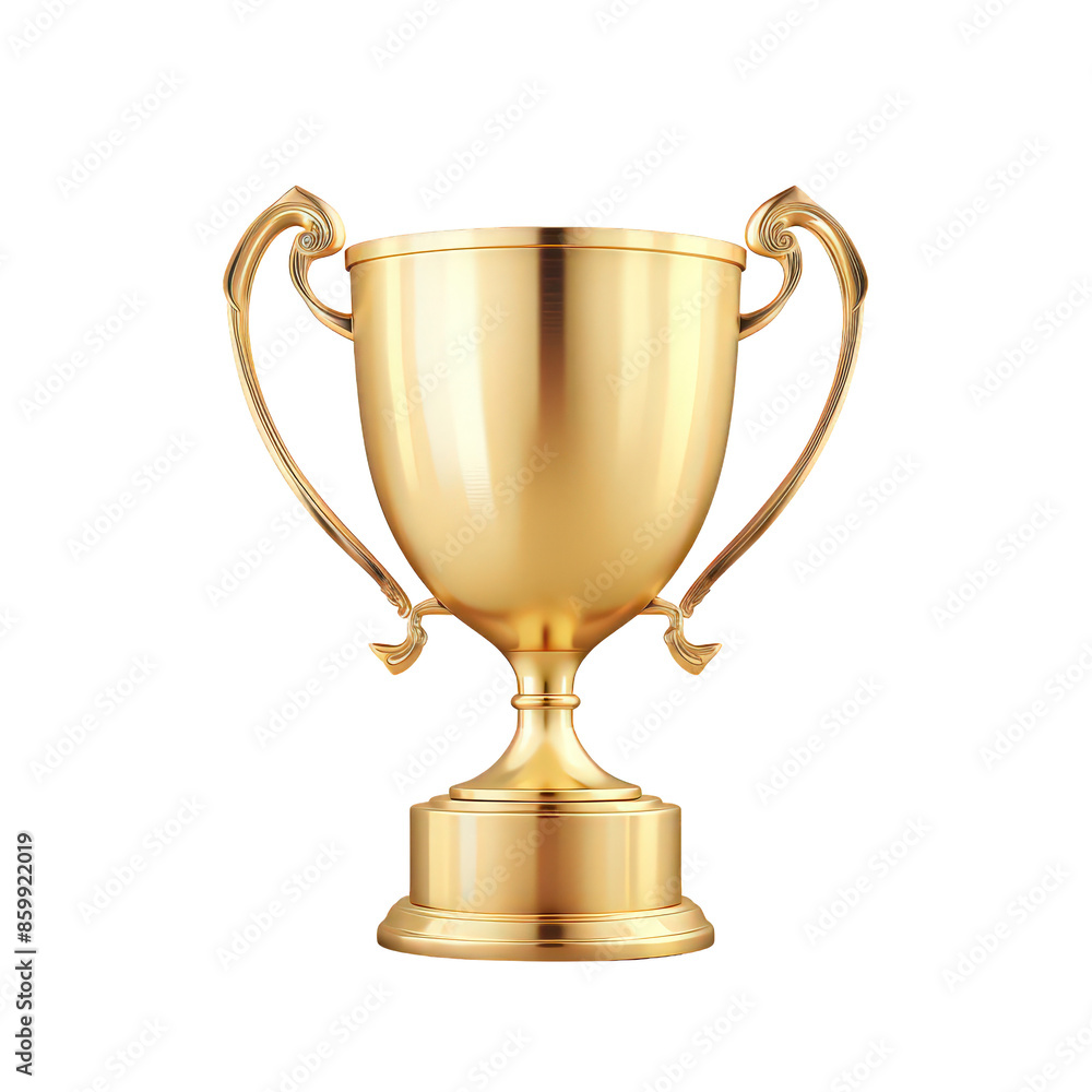 Honoring Victory - Realistic Gold Sports Trophy Isolated on White Background Honoring Victory - Realistic Gold Sports Trophy Isolated on White Background