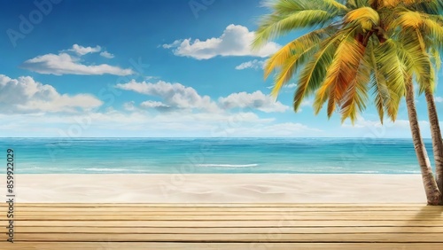 Gorgeous Tropical Beach Background Image. Made with Generative AI Technology