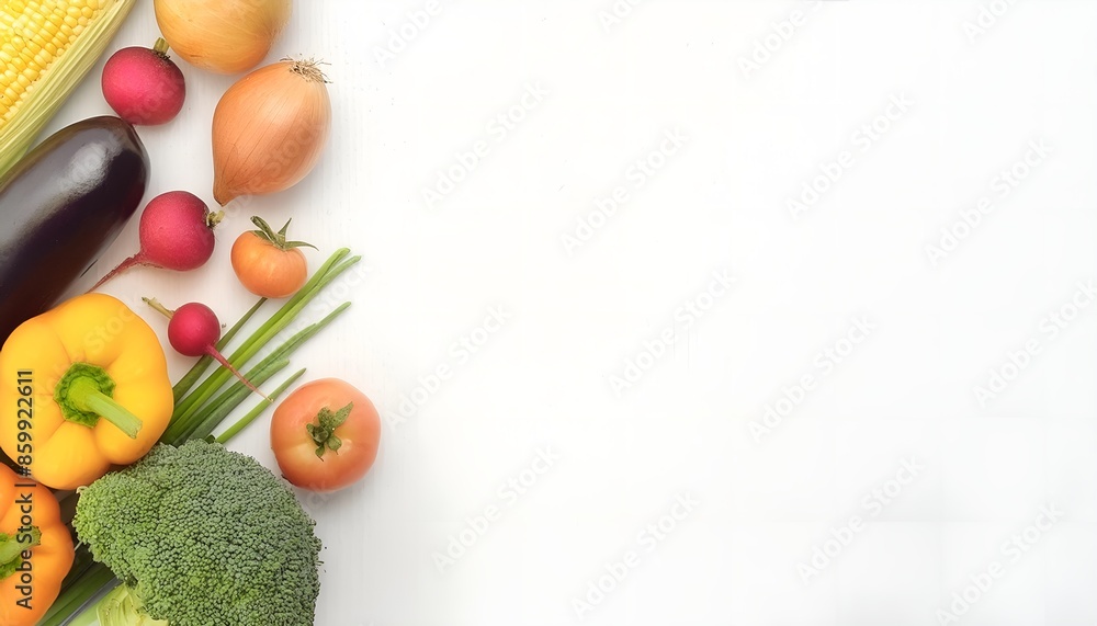 vegetables isolated on white background with copy space for text vegetables isolated on white background with copy space for text