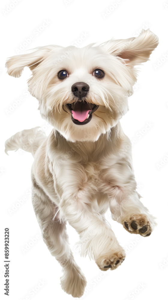 Full body shot of Maltese dog, running happily, smiling. Full body shot of Maltese dog, running happily, smiling.