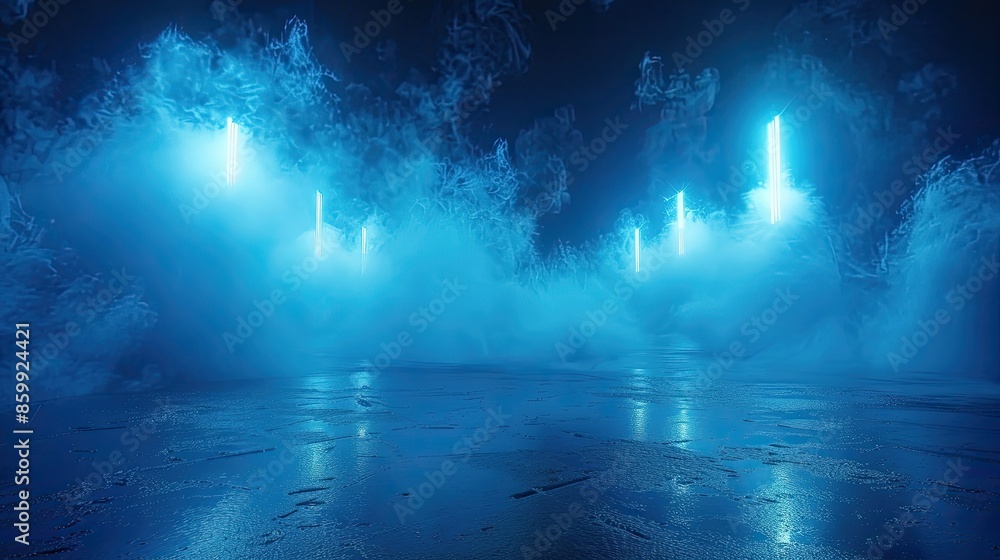 Dark empty street, dark blue background, an empty dark scene, neon light, spotlights The asphalt floor and studio room with smoke float up the interior texture. night view Dark empty street, dark blue background, an empty dark scene, neon light, spotlights The asphalt floor and studio room with smoke float up the interior texture. night view