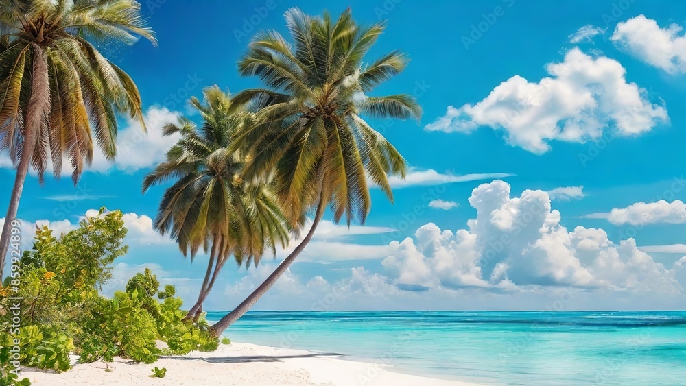 Obraz premium Gorgeous Tropical Beach Background Image. Made with Generative AI Technology