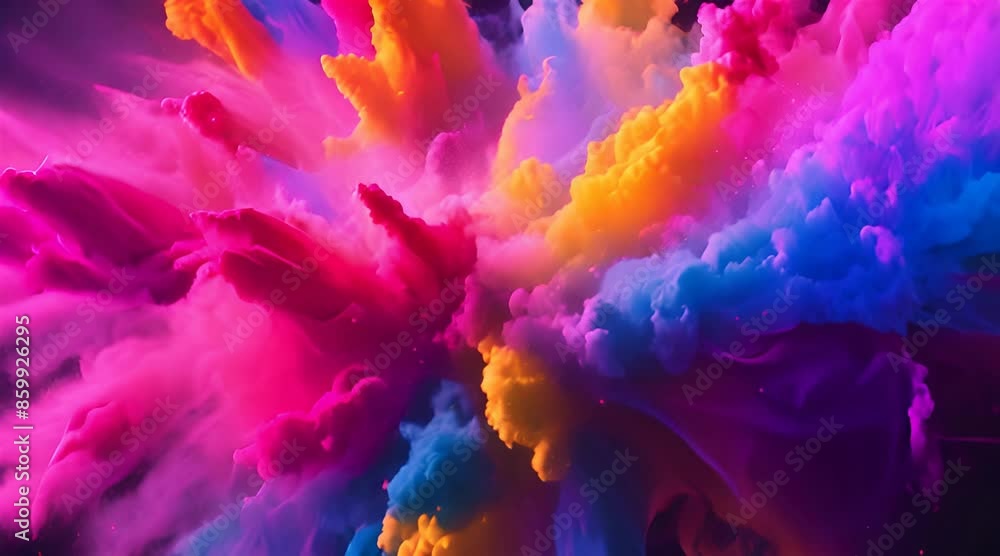 Super slow motion of coloured powder explosion . Filmed on high speed cinema camera, Super slow motion of coloured powder explosion . Filmed on high speed cinema camera,