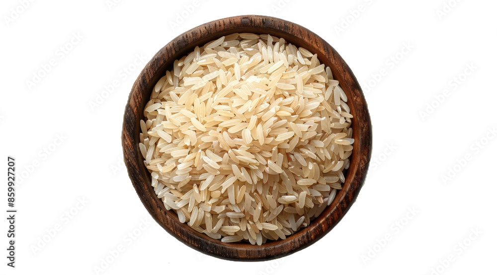 The rice bowl contains brown rice grains. transparent background The rice bowl contains brown rice grains. transparent background