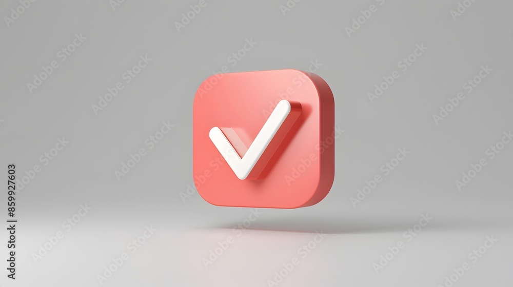 Like or correct symbol icon isolated white background, checkmark button, mobile app icon. 3d render illustration Like or correct symbol icon isolated white background, checkmark button, mobile app icon. 3d render illustration
