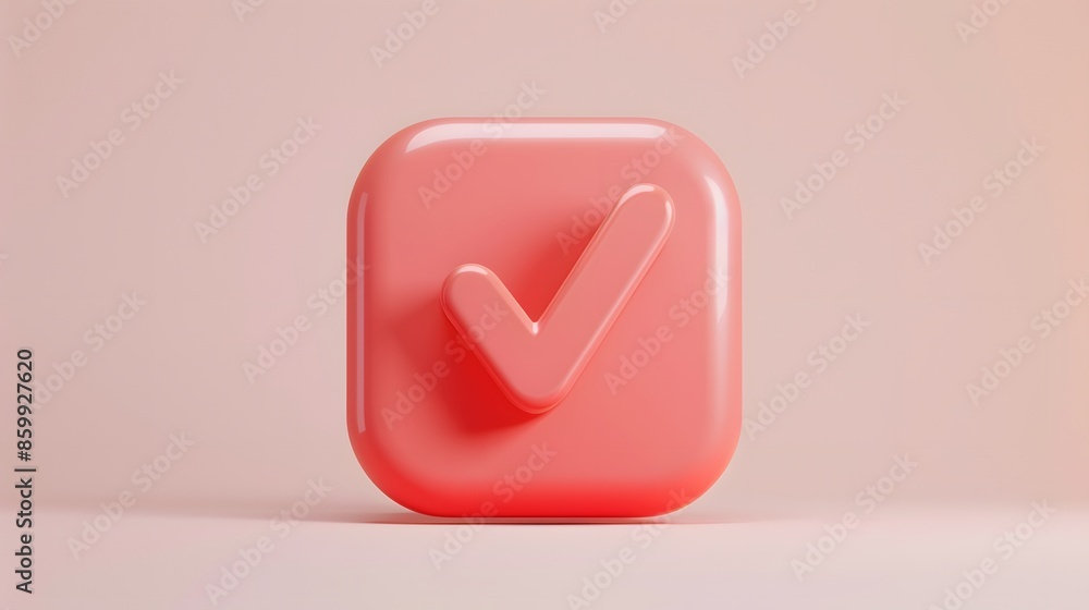 Like or correct symbol icon isolated white background, checkmark button, mobile app icon. 3d render illustration Like or correct symbol icon isolated white background, checkmark button, mobile app icon. 3d render illustration