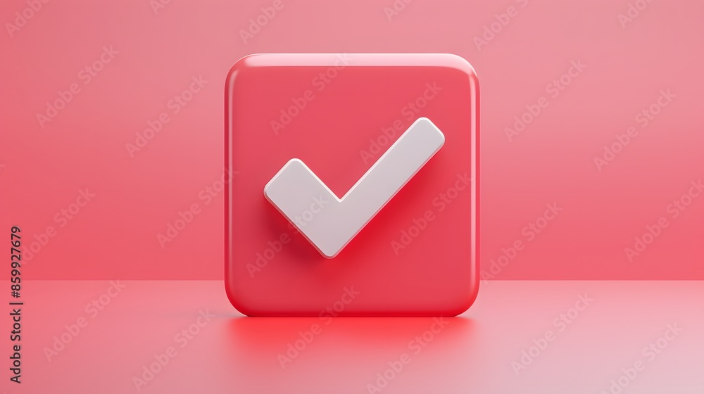 Like or correct symbol icon isolated white background, checkmark button, mobile app icon. 3d render illustration Like or correct symbol icon isolated white background, checkmark button, mobile app icon. 3d render illustration