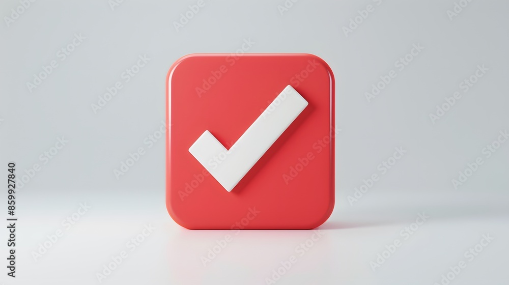 Like or correct symbol icon isolated white background, checkmark button, mobile app icon. 3d render illustration Like or correct symbol icon isolated white background, checkmark button, mobile app icon. 3d render illustration