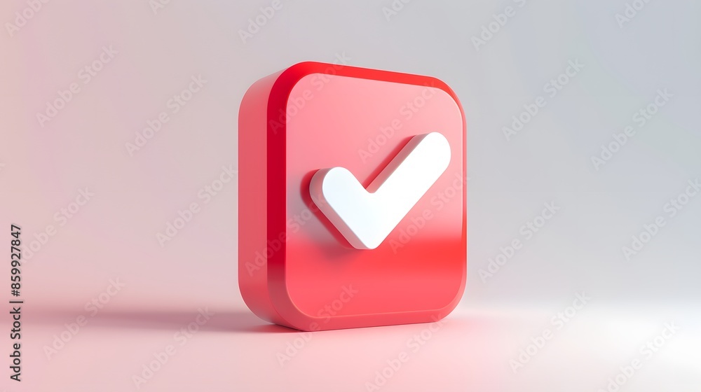 Like or correct symbol icon isolated white background, checkmark button, mobile app icon. 3d render illustration Like or correct symbol icon isolated white background, checkmark button, mobile app icon. 3d render illustration