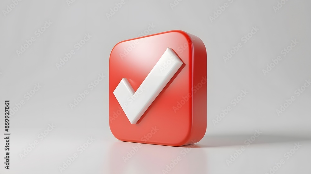 Like or correct symbol icon isolated white background, checkmark button, mobile app icon. 3d render illustration Like or correct symbol icon isolated white background, checkmark button, mobile app icon. 3d render illustration