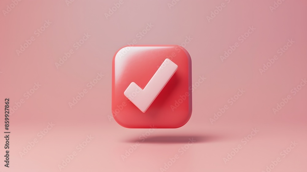 Like or correct symbol icon isolated white background, checkmark button, mobile app icon. 3d render illustration Like or correct symbol icon isolated white background, checkmark button, mobile app icon. 3d render illustration