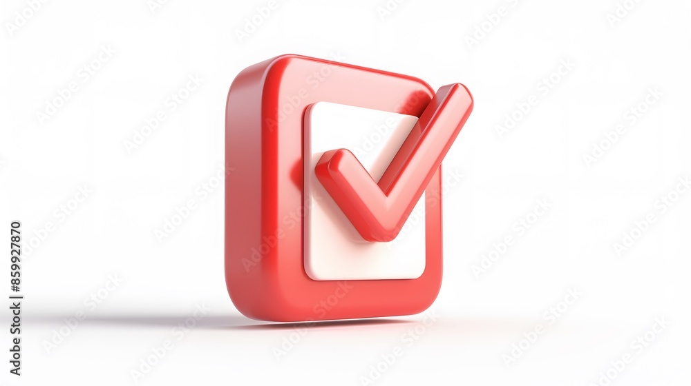 Like or correct symbol icon isolated white background, checkmark button, mobile app icon. 3d render illustration Like or correct symbol icon isolated white background, checkmark button, mobile app icon. 3d render illustration