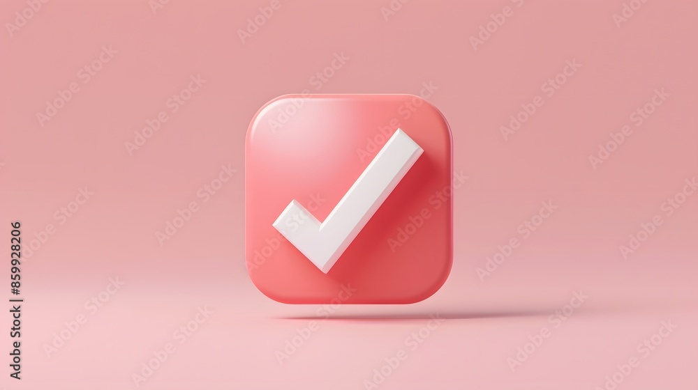 Like or correct symbol icon isolated white background, checkmark button, mobile app icon. 3d render illustration Like or correct symbol icon isolated white background, checkmark button, mobile app icon. 3d render illustration