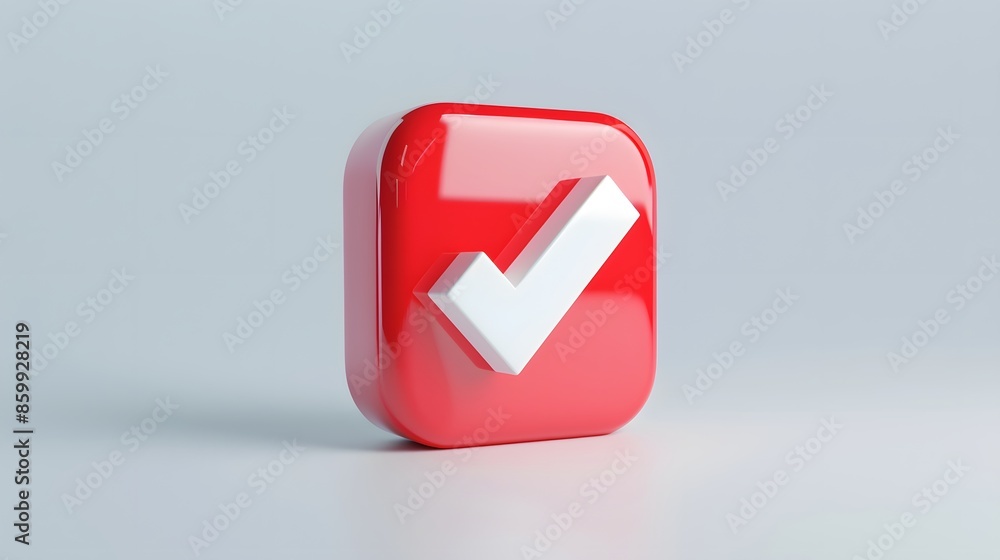 Like or correct symbol icon isolated white background, checkmark button, mobile app icon. 3d render illustration Like or correct symbol icon isolated white background, checkmark button, mobile app icon. 3d render illustration