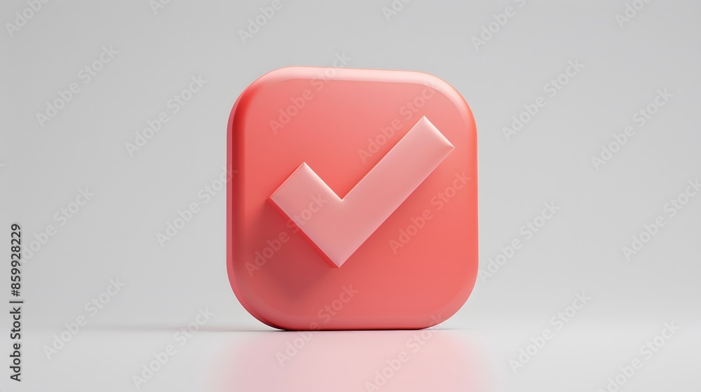 Like or correct symbol icon isolated white background, checkmark button, mobile app icon. 3d render illustration Like or correct symbol icon isolated white background, checkmark button, mobile app icon. 3d render illustration