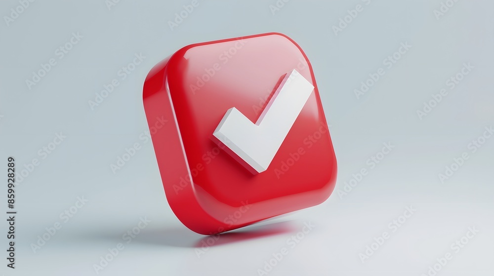 Like or correct symbol icon isolated white background, checkmark button, mobile app icon. 3d render illustration Like or correct symbol icon isolated white background, checkmark button, mobile app icon. 3d render illustration
