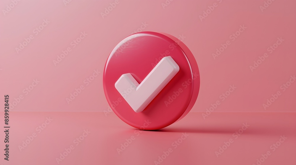 Like or correct symbol icon isolated white background, checkmark button, mobile app icon. 3d render illustration Like or correct symbol icon isolated white background, checkmark button, mobile app icon. 3d render illustration