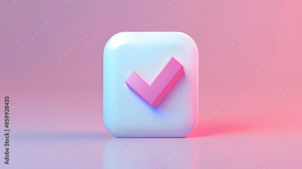 Like or correct symbol icon isolated white background, checkmark button, mobile app icon. 3d render illustration Like or correct symbol icon isolated white background, checkmark button, mobile app icon. 3d render illustration