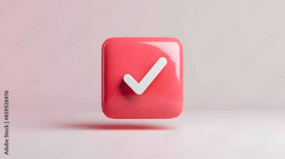 Like or correct symbol icon isolated white background, checkmark button, mobile app icon. 3d render illustration Like or correct symbol icon isolated white background, checkmark button, mobile app icon. 3d render illustration