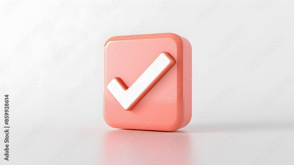 Like or correct symbol icon isolated white background, checkmark button, mobile app icon. 3d render illustration Like or correct symbol icon isolated white background, checkmark button, mobile app icon. 3d render illustration