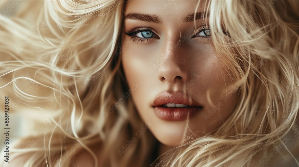 A beautiful blonde woman with long hair and blue eyes. A beautiful blonde woman with long hair and blue eyes.