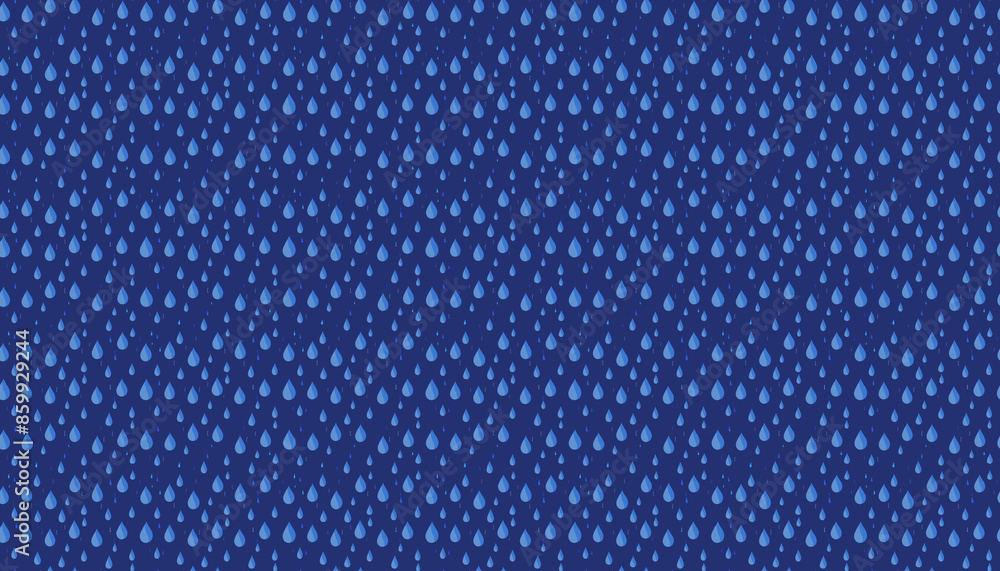 Pattern with blue raindrop motif, a blue raindrop pattern on a deep blue background Pattern with blue raindrop motif, a blue raindrop pattern on a deep blue background