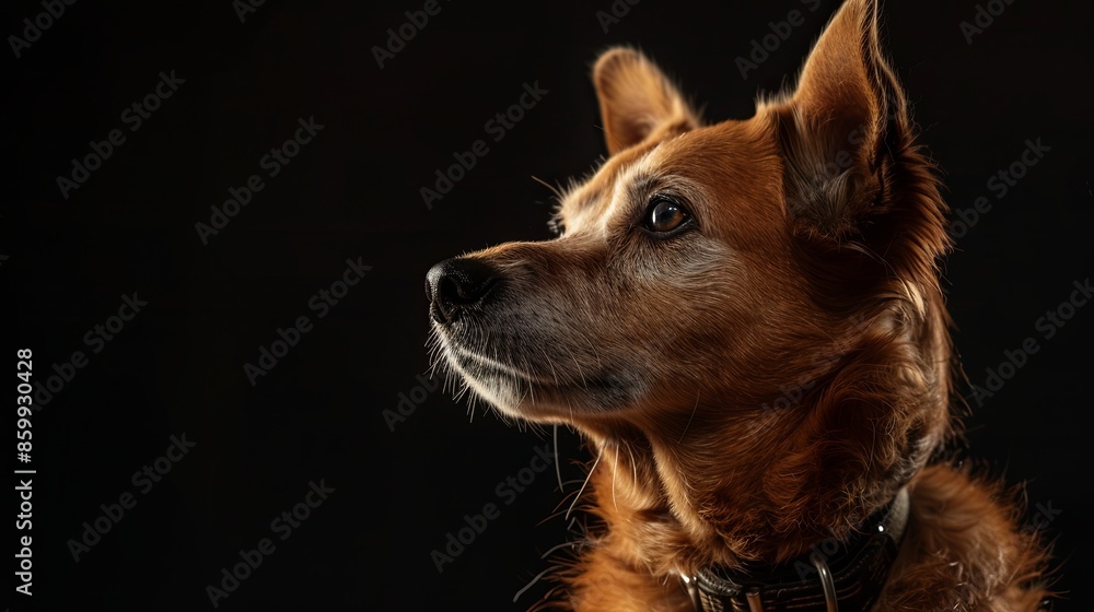 a dog portrait on dark background a dog portrait on dark background