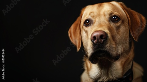 a dog portrait on dark background