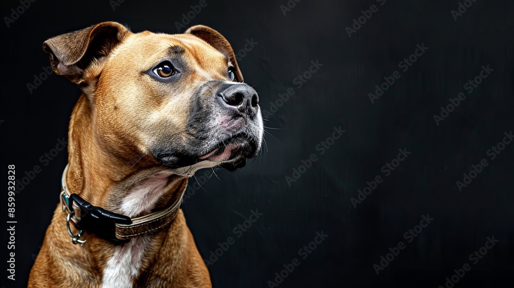 a dog portrait on dark background a dog portrait on dark background
