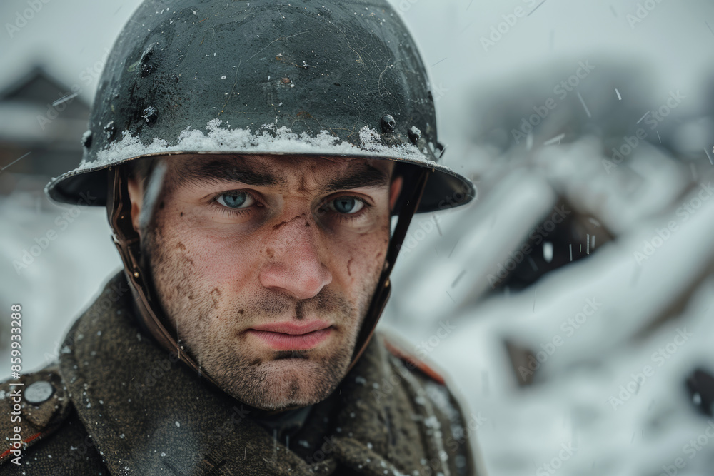 Portrait of Russian Soldier in Trenches Portrait of Russian Soldier in Trenches