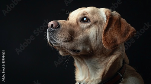 a dog portrait on dark background