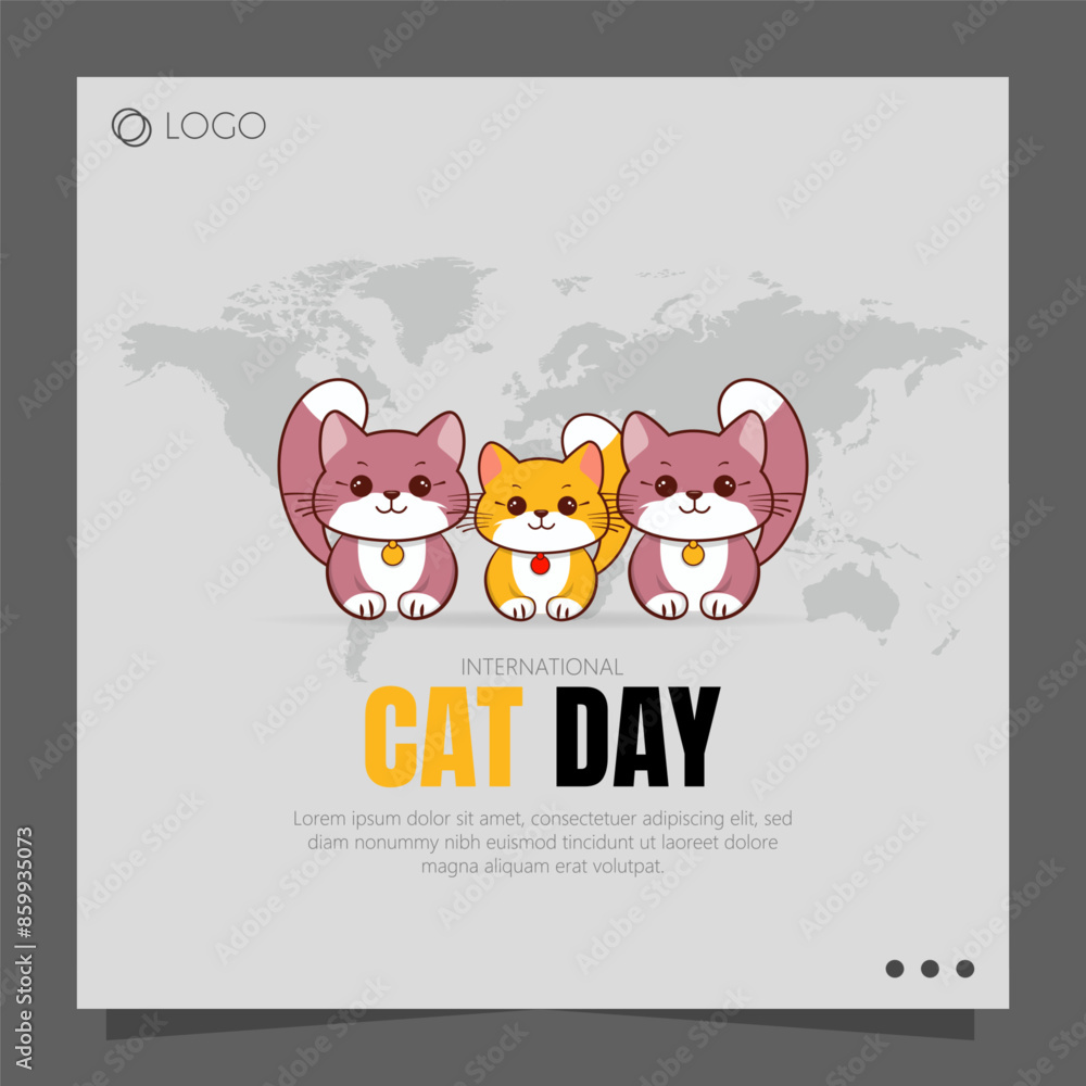 Fototapeta premium Cat Day, celebrated on August 8th, is dedicated to honoring and appreciating cats, one of the world's most beloved pets.