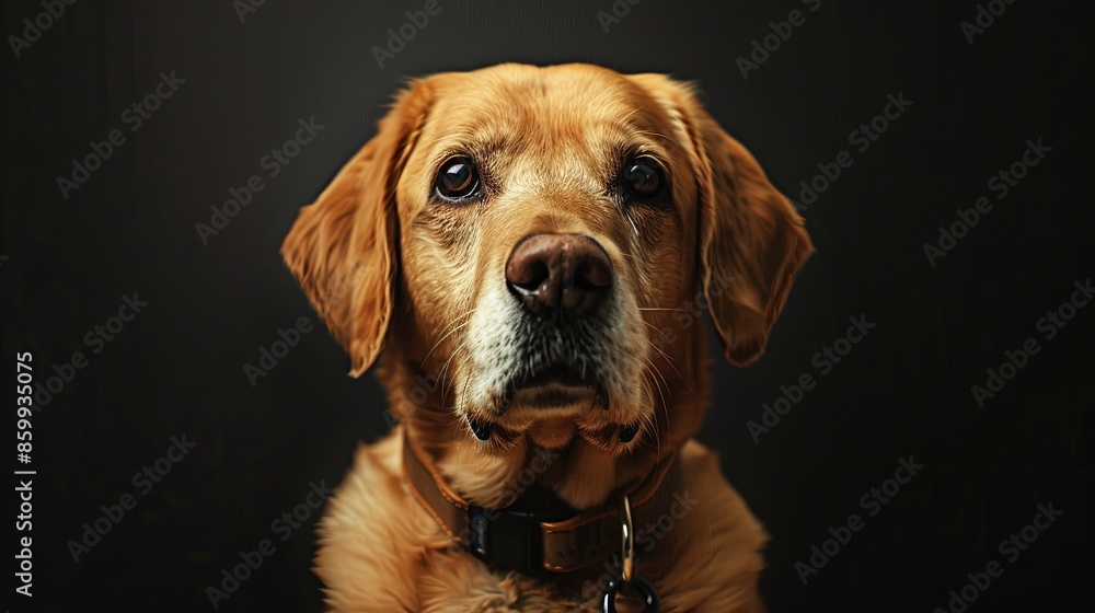 a dog portrait on dark background a dog portrait on dark background