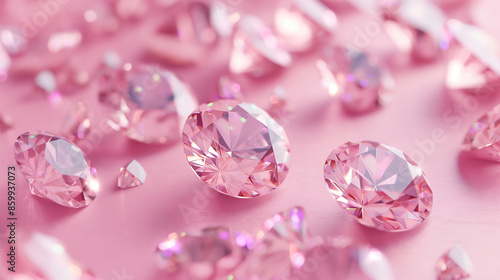 Pink diamonds scattered on a light pink background. © Curioso.Photography