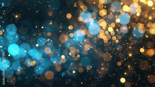 Abstract Blue and Gold Bokeh Background