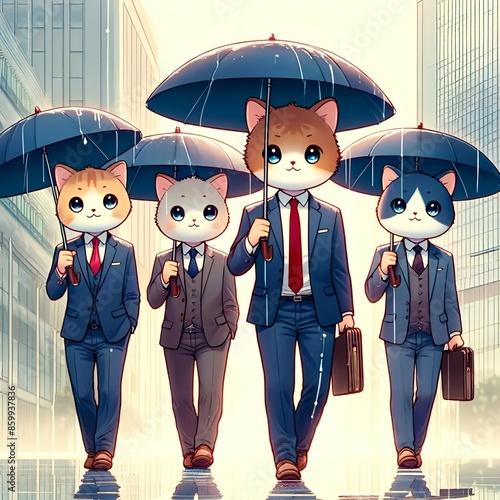 Business cat on a Rainy Day