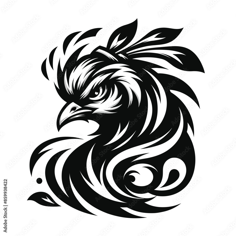Illustration of peacock in black and white Illustration of peacock in black and white