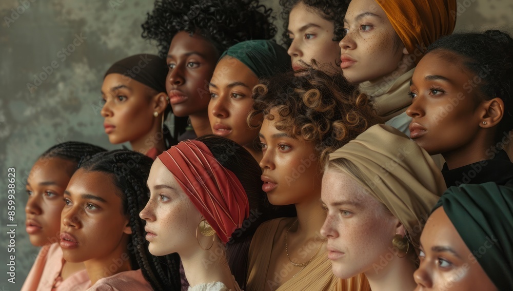 Diverse group of women with headwraps Diverse group of women with headwraps